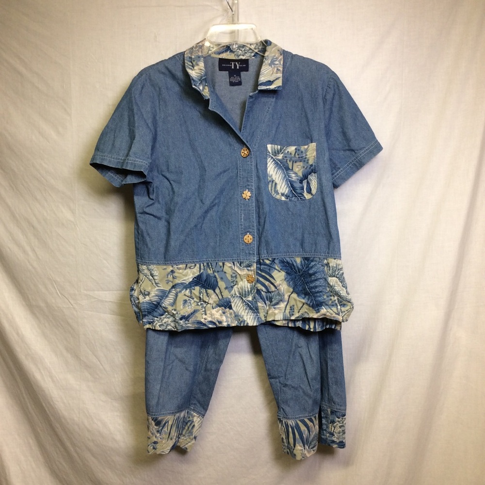 Original TY Wear 2 pc Denim Top & Capri Pants Set